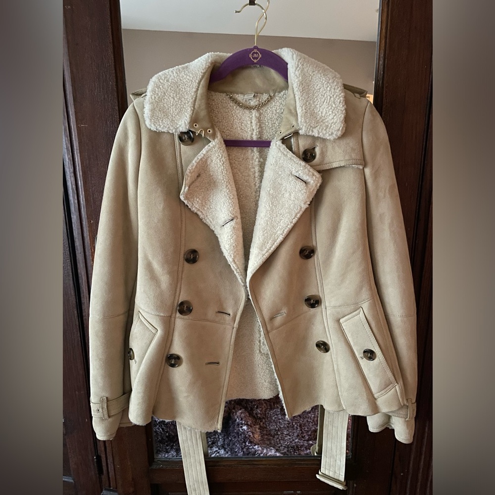 Women's Burberry Suede Shearling Short Coat